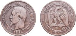 World Coins - France Second Empire 1854 D 10 Centimes - Napoleon III Bronze Lyon Mint (8484923) 9.85g VF Franc 2014 133/14 KM 771.4