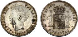 World Coins - Spain Kingdom Alfonso XIII 1898 *18-98 SGV 5 Pesetas 3rd portrait