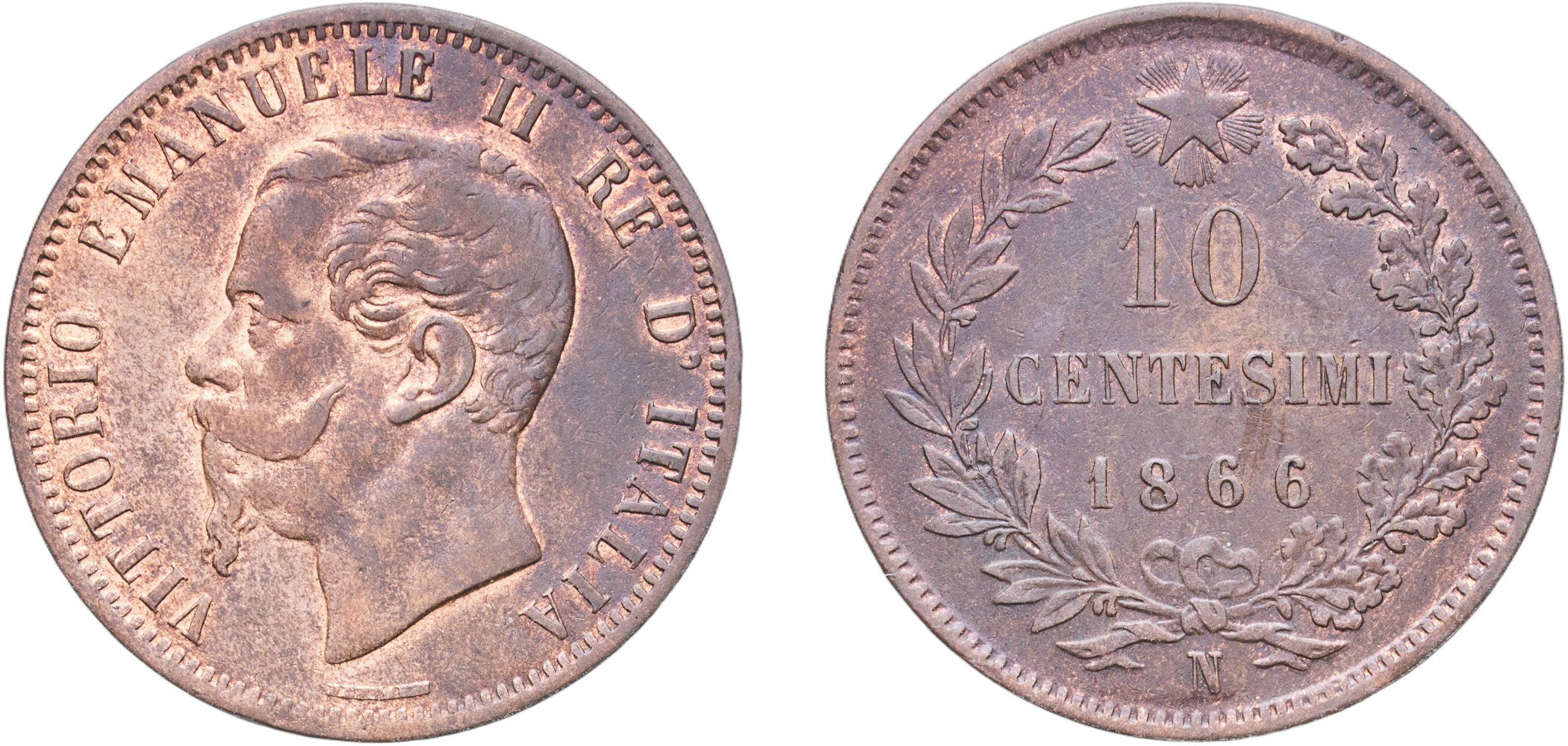 10 Centesimi - Victor Emmanuel II 1866 N