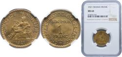 World Coins - France Third Republic 1921 1 Franc (Chambers of Commerce) Copper-aluminium (91% Copper, 9% Aluminium) Paris Mint (54571959) 4g NGC MS 64  Franc 2014 218 Gad 1789 468 KM 876 Schön
