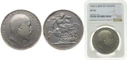 World Coins - Great Britain United Kingdom 1902 1 Crown - Edward VII Silver (.925) (256000) 28.28g NGC VF 35 KM 803 Sp 3978/9