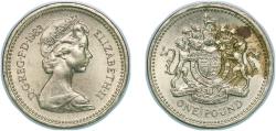 World Coins - Great Britain United Kingdom 1983 1 Pound - Elizabeth II (2nd portrait; Royal Arms) Nickel brass (443053510) 9.46g AU KM 933 Sp J1