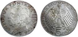 World Coins - Germany Federal republic 1969 G 5 Deutsche Mark 150th Anniversary of the birth of Theodor Fontane, writer, poet.