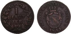 World Coins - Germany States Grand duchy of Baden Karl II Ludwig Friedrich 1814 1 Kreuzer 5g