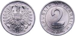 World Coins - Austria Second Republic 1975 2 Groschen Aluminium (98.5% Aluminium, 1.5% Magnesium) Vienna Mint (1096000) 0.9g UNC  KM 2876 Schön 64