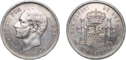 World Coins - Spain Kingdom 1885 *18-85 MSM 5 Pesetas - Alfonso XII (3rd portrait) Silver (.900) Madrid Mint 24.89g XF KM 688 Cal 34
