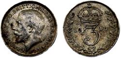 World Coins - Great Britain United Kingdom George V 1918 3 Pence 1st issue
