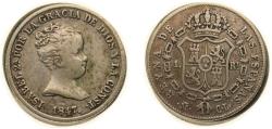 World Coins - Spain Kingdom 1847 M CL 1 Real - Isabel II (1st portrait) Silver (.812) Madrid Mint 1.5g XF KM 518.1