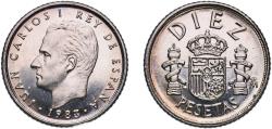 World Coins - Spain Kingdom 1983 M 10 Pesetas - Juan Carlos I (Type 1 denomination) Copper-nickel (75% copper, 25% nickel) Royal Mint of Spain (149000000) 4g UNC  KM 827 Schön 54