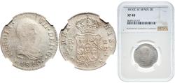 World Coins - Spain Kingdom 1810 C SF 2 Reales - Fernando VII “This type is commonly weakly struck, with the obverse portrait often appearing indistinct. In this example, however, the reverse d