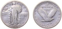 Us Coins - United States Federal republic 1928 ¼ Dollar "Standing Liberty Quarter" (Stars Below Eagle) Silver (.900) (.100 copper) Philadelphia Mint (6336000) 6.25g VF KM 145 Schön 135