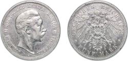 World Coins - Germany Kingdom of Prussia Second Empire 1902 A 5 Mark - Wilhelm II Silver (.900) (Ag 900, Cu 100) Berlin Mint (1950840) 27.71g XF  KM 523 AKS 129 J 104 Dav GT III 789