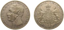 World Coins - Germany Kingdom of Hannover German states 1861 B 1 Vereinsthaler - Georg V Silver (.900) (736000) 18.52g VF KM 230 AKS 144