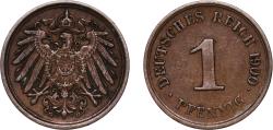 World Coins - Germany Germany - 1871-1948 1900 G 1 Pfennig (type 2 - small shield) Copper (Cu 950, Sn 40, Zn 10) (6137671) 1.97g XF KM 10 AKS 21 J 10 Schön 10 Neum 35