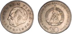 World Coins - Germany German Democratic Republic Democratic republic 1972 A 20 Mark (Wilhelm Pieck) Copper-nickel (7633342) 15g XF  KM 42 Schön 40 J 1541 AKS 27