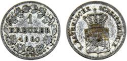 World Coins - Germany States Kingdom of Bavaria Maximilian II 1860 1 Kreuzer