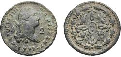 World Coins - Spain Kingdom 1798 2 Maravedis - Carlos IV Copper Segovia Mint 2.72g VF Cal 1531 Aureo 33