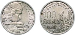 World Coins - France Fourth Republic 1955 B 100 Francs Copper-nickel (75% Copper, 25% Nickel) 5.96g UNC Franc 2014 450 Schön 224 KM 919 Gad 1789 897