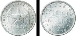 World Coins - Germany Weimar Republic 1923 A 200 Mark Aluminium Berlin Mint (174900023) 1.02g UNC  KM 35 AKS 24 J 304 Schön 27