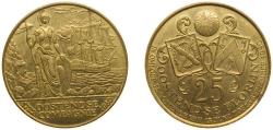 World Coins - Belgium Kingdom 1980 25 Oostendse Florijn - Oostendse Compagnie Brass plated steel (95000) 7.68g BU GMJ 1980/4a