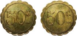World Coins - France Republic ND Jeton - 50 Centimes Brass 6.88g UNC