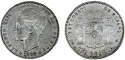 World Coins - Spain  Alfonso XIII 1900 *19-00  SMV  1 Peseta 3rd portrait