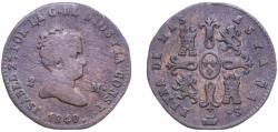 World Coins - Spain Kingdom 1840 2 Maravedis - Isabel II Copper Segovia Mint 1.6g VF KM 532.4 Cal 551