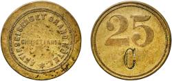 World Coins - Denmark Kingdom ND Token - Aktieselskabet grand hotel Christiania Brass 4.1g XF