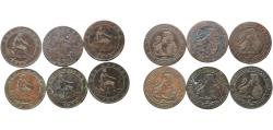World Coins - Spain Provisional Government 1870 OM 2 Centimos (6 Coins) Bronze La Seca Mint VF  KM 661
