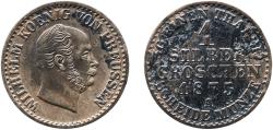 World Coins - Germany Kingdom of Prussia 1875 A 1 Silbergroschen - William I Billon (.220 silver) Berlin Mint 2.02g XF  AKS 103 Olding FR 415, 418, 421 Jaeg 9 Pr 89 KM 485 Neum 14