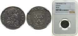 World Coins - France Principality of Orange 1660 1⁄12 Ecu - William Henry (three lilies) Silver 2.2g NGC AU 53 KM 90 PA 4640 Boudeau 1012 Dy féodales 2198 Dh Orange 167-173 VdWV Orange 117-122