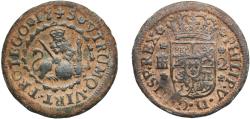 World Coins - Spain Kingdom 1745 2 Maravedis - Felipe V (Segovia) Copper Segovia Mint 3.39g VF Cal 1997 Aureo 74