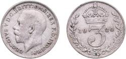 World Coins - Great Britain United Kingdom United Kingdom 1920 3 Pence - George V (2nd issue; incl. Maundy) Silver (.500) Royal Mint (Tower Hill) 1.38g VF  KM 813a Sp 4026 Sp 4029