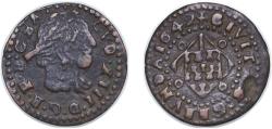 World Coins - Spain Principality of Catalonia 1642 Seiseno - Louis XIII Copper Gerona Mint 3.25g VF Cal 179 KM 82 Dy royales 1399