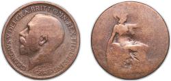 World Coins - Great Britain United Kingdom 1912 ½ Penny - George V (1st portrait) Bronze (.950 Cu, .040 Sn, .015 Zn) 5.19g VF KM 809 Sp 4056