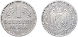 World Coins - Germany Federal Republic of Germany 1987 D 1 Deutsche Mark Copper-nickel Munich Mint (3120000) 5.5g AU KM 110 J 385 Schön 108