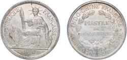 World Coins - French Indochina French colony 1907 A 1 Piastre Silver (.900) (Copper .100) Paris Mint (14062000) 26.88g XF KM 5a.1 KM 5a.2 KM 5a.3 Lec 277->305