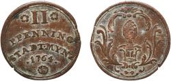 World Coins - Germany Augsburg, Free city of Holy Roman Empire 1764 2 Pfennigs Copper 3.43g VF  KM 169 var. Forst/Schm 661