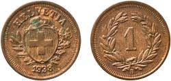 World Coins - Switzerland Federal State 1938 B 1 Rappen (Wreath; bronze) Bronze (95% copper, 4% tin, 1% zinc) Bern Mint (5300000) 1.52g AU  HMZ 2 1215 Divo/Tob19 326 KM 3 Schön 15 Y 18 Kahnt/Sc