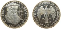 World Coins - Germany Federal Republic of Germany 1969 F 5 Deutsche Mark (Gerhard Mercator) Silver (.625) Stuttgart Mint (200000) 11.2g PF KM 126.1 J 400 Schön 123