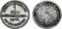 World Coins - Germany States Kingdom of Saxony Johann I 1871 B 1 Neugroschen