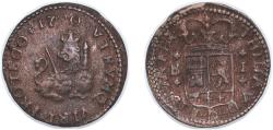 World Coins - Spain Kingdom 1720 B 1 Maravedi - Philip V Copper La Seca Mimt 2g XF KM 301