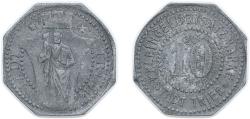 World Coins - Germany City of Trier 1917 10 Pfennig - Trier Zinc 1.8g VF Funck 549.3A Men05 25182.3 Men18 31517.3