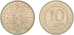 World Coins - France Fifth Republic 1987 10 Francs (Hugh Capet) Copper-ealuminium-nickl (19958656) 9.81g UNC F 371 Schön 254 KM 961d Gad 820