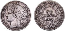 World Coins - France Third Republic 1871 K 50 Centimes "Ceres" 2.5g