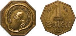 World Coins - Germany Second Empire 1872 Token - Berliner Kindl Sechser Brass 4.71g UNC