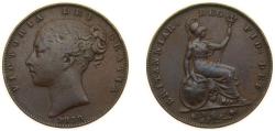 World Coins - Great Britain United Kingdom 1838 1 Farthing - Victoria (1st portrait) Copper (591300) 4.72g VF KM 725 Sp 3950
