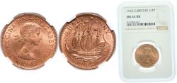 World Coins - Great Britain Kingdom 1962 ½ Penny - Elizabeth II (1st portrait; without 'BRITT:OMN') Bronze (41779200) 5.67g NGC MS 64  KM 896 Sp 4158