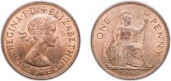 World Coins - Great Britain United Kingdom 1967 1 Penny - Elizabeth II (1st portrait; without 'BRITT:OMN') Bronze Royal Mint (Tower Hill) (654564000) 9.4g UNC KM 897 Sp 4157