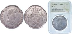 World Coins - Peru Spanish colony 1815 LIMAE JP 8 Reales - Ferdinand VII (Colonial Milled Coinage) Silver (.896) Lima Mint (3642000) 27.067g NGC AU 53 KM 117